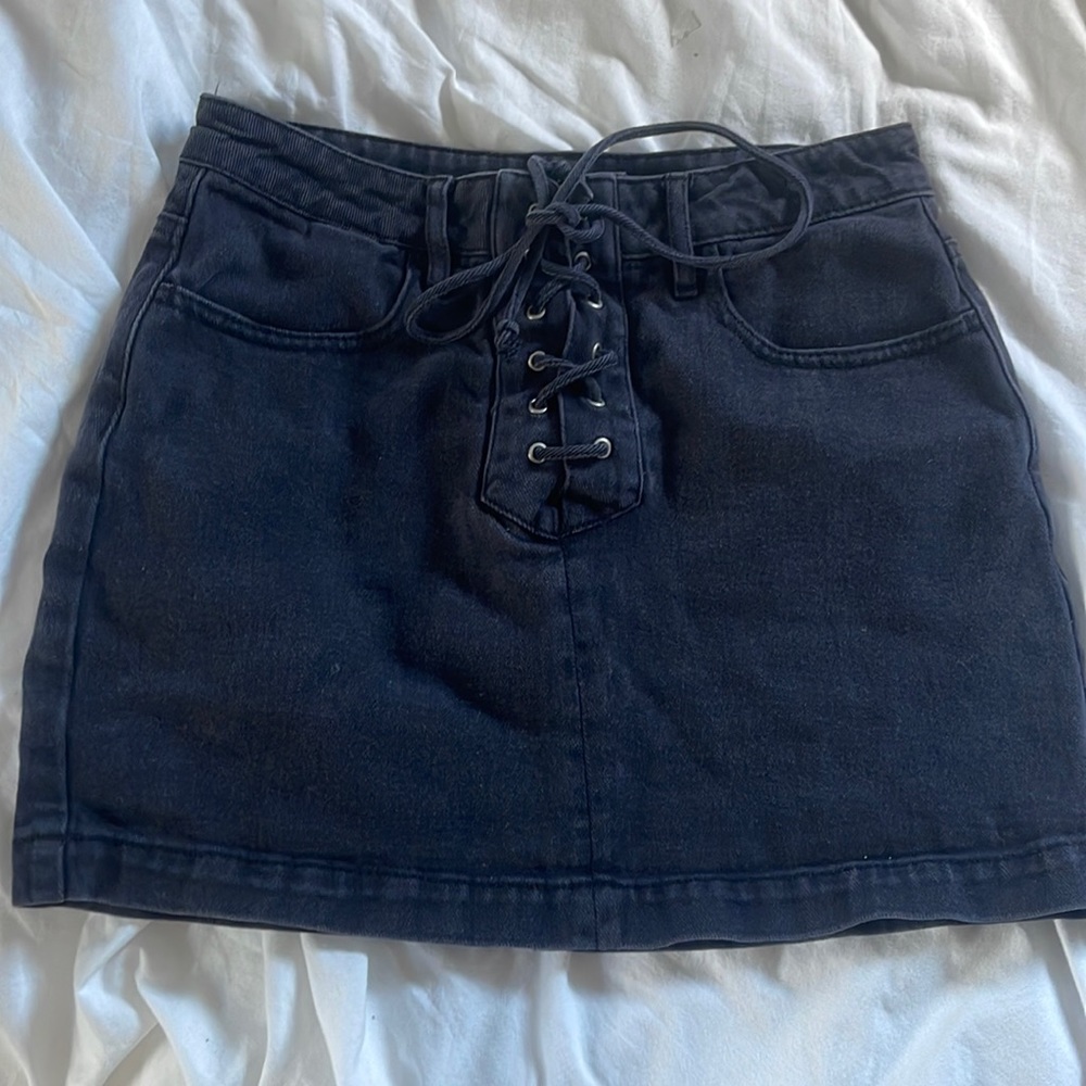 Kendall and Kylie black denim lace up skirt size 25